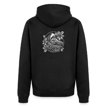 Faultier Mama & Baby – Licensed to Chill - Unisex Premium Bio Zip Hoodie - Schwarz - Hinten - Nico (187cm)