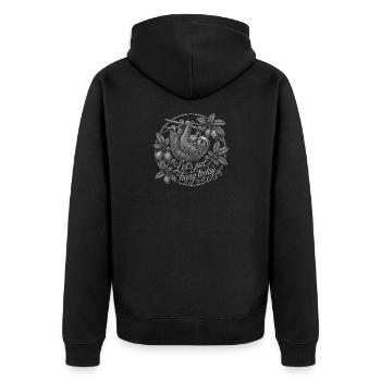 Faultier Mama mit Baby – Let's Hang Today - Unisex Premium Bio Zip Hoodie - Schwarz - Hinten - Nico (187cm)