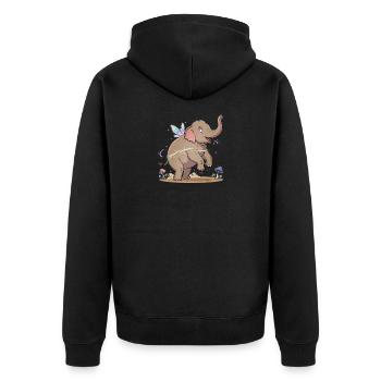 Éléphant joyeux aux ailes de fée - Veste à capuche bio Premium Unisexe - noir - Dos - Nico (187cm)