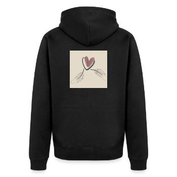 Herz. - Unisex Premium Bio Zip Hoodie - Schwarz - Hinten - Nico (187cm)