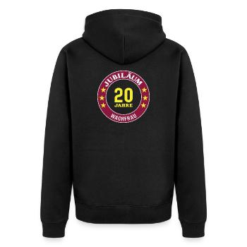 Wachfrau Jubiläum 20 Jahre 20 jähriges Jubi - Unisex Premium Bio Zip Hoodie - Schwarz - Hinten - Nico (187cm)