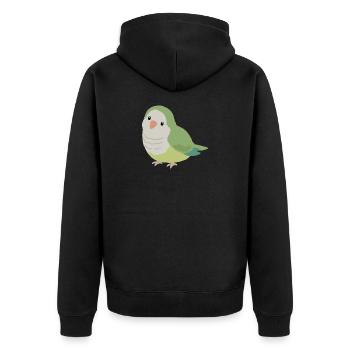 Cute Quaker Parrot Green Bird - Unisex Premium Organic Zip Hoodie - black - Back - Nico (187cm)