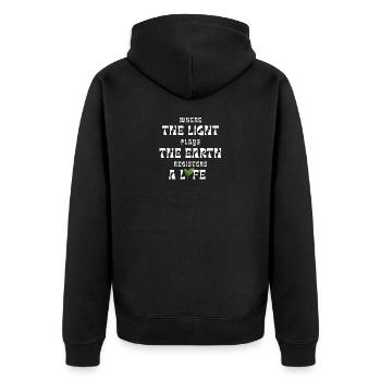 Where The Light Plays Earth Registers A Life - Unisex Premium Organic Zip Hoodie - black - Back - Nico (187cm)