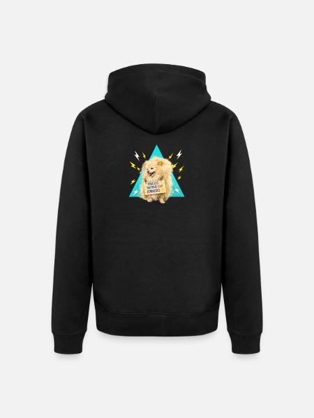 Chien féministe sur triangle bleu - Veste à capuche bio Premium Unisexe - noir