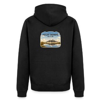 Mount Taranaki Neuseeland - Unisex Premium Bio Zip Hoodie - Schwarz - Hinten - Nico (187cm)