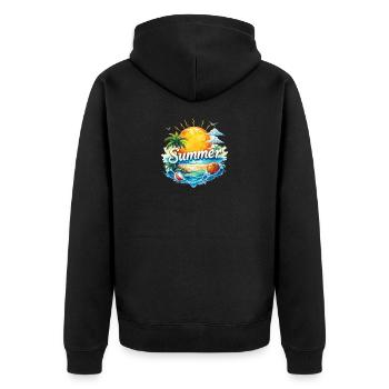 Sommerstrand & Palmen - Unisex Premium Bio Zip Hoodie - Schwarz - Hinten - Nico (187cm)