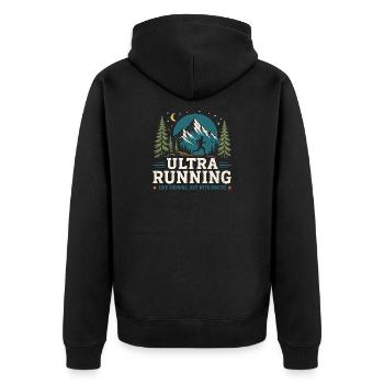 Ultra Running - Like Running, But With a Snacks - Unisex Premium Organic Zip Hoodie - black - Back - Nico (187cm)