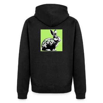 Kaninchen - Unisex Premium Bio Zip Hoodie - Schwarz - Hinten - Nico (187cm)