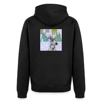 Cerf - Veste à capuche bio Premium Unisexe - noir - Dos - Nico (187cm)