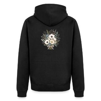 Bouquet d’hiver en blanc et bleu glace - Veste à capuche bio Premium Unisexe - noir - Dos - Nico (187cm)