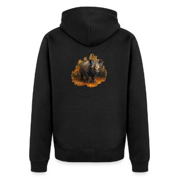 Whitemouth Rhinoceros, African Designs - Unisex Premium Organic Zip Hoodie - black - Back - Nico (187cm)