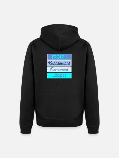 Plattdeutsch Kuddelmuddel Löppt - Unisex Premium Bio Zip Hoodie - Schwarz