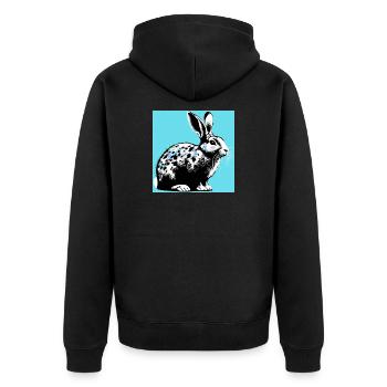 Kaninchen - Unisex Premium Bio Zip Hoodie - Schwarz - Hinten - Nico (187cm)