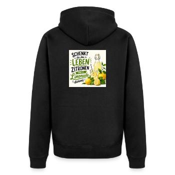 Zitronen  - Unisex Premium Bio Zip Hoodie - Schwarz - Hinten - Nico (187cm)