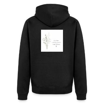 Blumen sind das Lächeln der Natur - Unisex Premium Bio Zip Hoodie - Schwarz - Hinten - Nico (187cm)