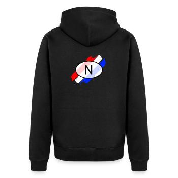 Kennzeichen_N für die Norwegen - Unisex Premium Bio Zip Hoodie - Schwarz - Hinten - Nico (187cm)