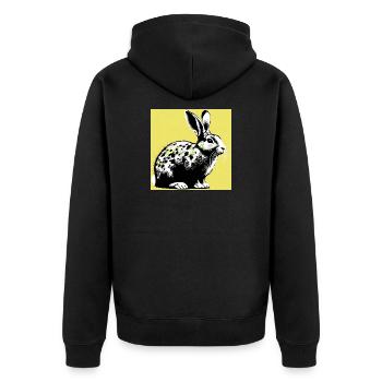 Kaninchen - Unisex Premium Bio Zip Hoodie - Schwarz - Hinten - Nico (187cm)