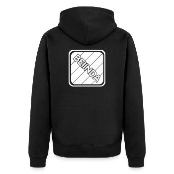 Geschenk für Belinda - Unisex Premium Bio Zip Hoodie - Schwarz - Hinten - Nico (187cm)