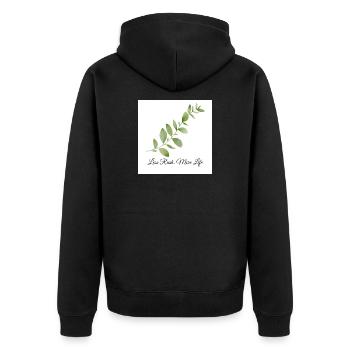 Moins de précipitation, plus de vie : design botanique - Veste à capuche bio Premium Unisexe - noir - Dos - Nico (187cm)
