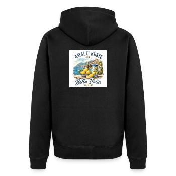 Amalfi - Unisex Premium Bio Zip Hoodie - Schwarz - Hinten - Nico (187cm)