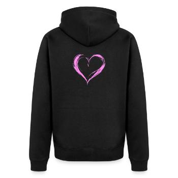 Herz - Unisex Premium Bio Zip Hoodie - Schwarz - Hinten - Nico (187cm)