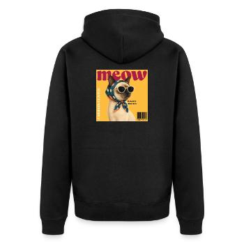 Meow Elegance Sunglass Cat - Unisex Premium Organic Zip Hoodie - black - Back - Nico (187cm)