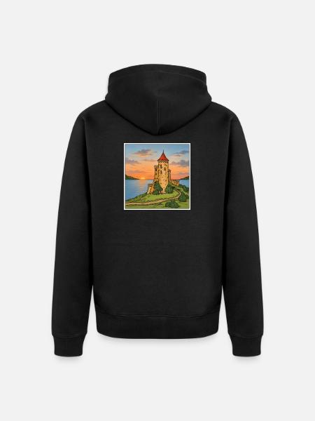 Sunset Castle by the Sea - Unisex Premium Organic Zip Hoodie - black