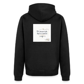 Designer Azzo  - Unisex Premium Bio Zip Hoodie - Schwarz - Hinten - Nico (187cm)