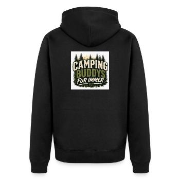 Camping Buddys Für Immer - Unisex Premium Bio Zip Hoodie - Schwarz - Hinten - Nico (187cm)