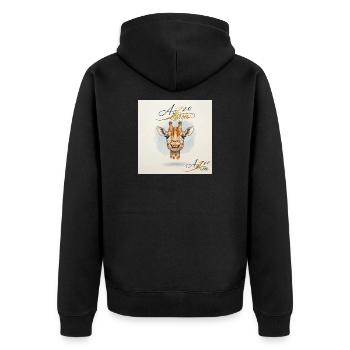 Cheerful Giraffe in Watercolor Style – Azzo - Unisex Premium Organic Zip Hoodie - black - Back - Nico (187cm)