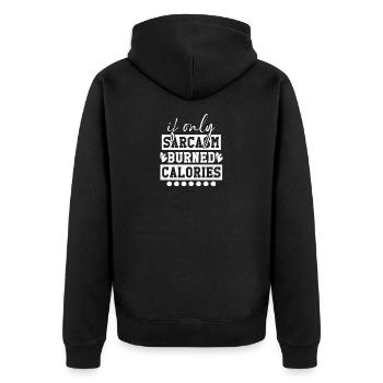 Quand le sarcasme brûle des calories - Veste à capuche bio Premium Unisexe - noir - Dos - Nico (187cm)