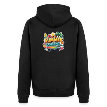 Summer Loading Vacation Incoming T-Shirt - Unisex Premium Organic Zip Hoodie - black - Back - Nico (187cm)