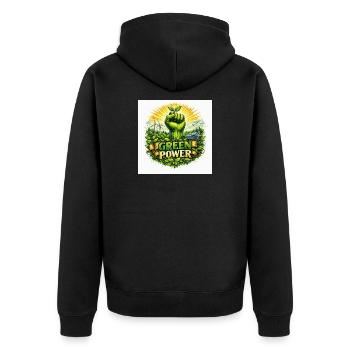 green power - Unisex Premium Organic Zip Hoodie - black - Back - Nico (187cm)