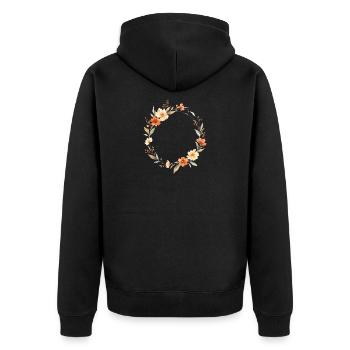 Boho Floral Wreath Personalizable - Unisex Premium Organic Zip Hoodie - black - Back - Nico (187cm)