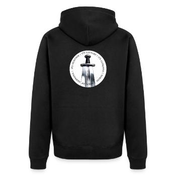 Viking Sword Circle Design - Unisex Premium Organic Zip Hoodie - black - Back - Nico (187cm)