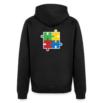 Autismus Puzzle Symbol - Unisex Premium Bio Zip Hoodie - Schwarz - Hinten - Nico (187cm)