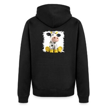 Kuh mit Gelben Stiefeln Cartoon - Unisex Premium Bio Zip Hoodie - Schwarz - Hinten - Nico (187cm)