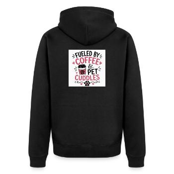 Café, pattes et câlins - Veste à capuche bio Premium Unisexe - noir - Dos - Nico (187cm)