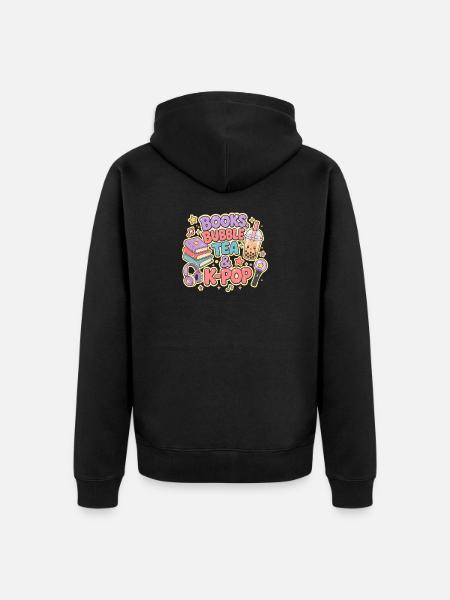Books, Bubble Tea and K-Pop - Unisex Premium Organic Zip Hoodie - black
