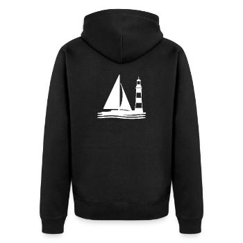Segeln - Unisex Premium Bio Zip Hoodie - Schwarz - Hinten - Nico (187cm)