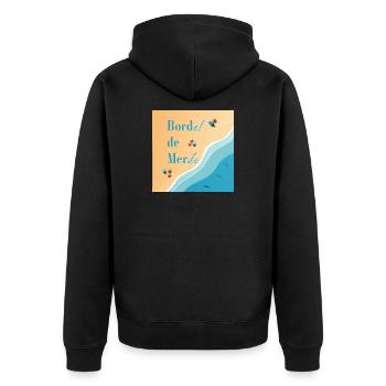 Plage pastel et vagues azur - Veste à capuche bio Premium Unisexe - noir - Dos - Nico (187cm)