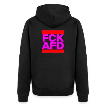 FCK AFD, NIE WIEDER IST JETZT, NO NZS, NO AFD PINK - Unisex Premium Organic Zip Hoodie - black - Back - Nico (187cm)
