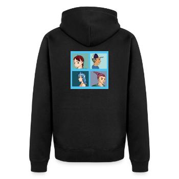 Vier Porträts aus Anime-Illustrationen - Unisex Premium Bio Zip Hoodie - Schwarz - Hinten - Nico (187cm)