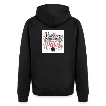 Glück hat vier Pfoten - Unisex Premium Bio Zip Hoodie - Schwarz - Hinten - Nico (187cm)