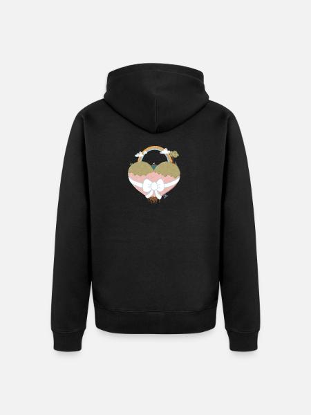 Heart Landscape with Rainbow - Unisex Premium Organic Zip Hoodie - black