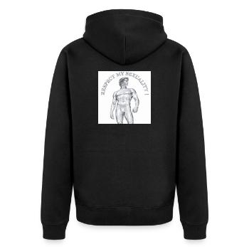 Guerrier métallique : Respecte ma sexualité - Veste à capuche bio Premium Unisexe - noir - Dos - Nico (187cm)