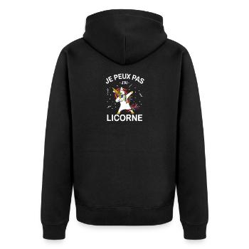 Je Peux Pas J'ai Licorne - Veste à capuche bio Premium Unisexe - noir - Dos - Nico (187cm)