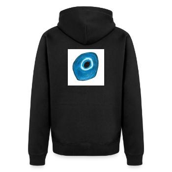 Blaues Auge in Kreisform - Unisex Premium Bio Zip Hoodie - Schwarz - Hinten - Nico (187cm)