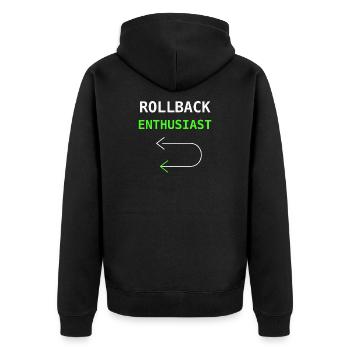 Cadeau d’humour pour l’administration système Rollback Enthusiast IT - Veste à capuche bio Premium Unisexe - noir - Dos - Nico (187cm)
