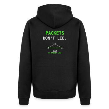 Cadeau humoristique Packets Don’t Lie Network IT - Veste à capuche bio Premium Unisexe - noir - Dos - Nico (187cm)
